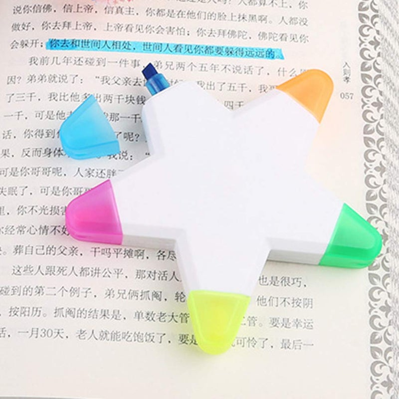 HiKin Brush Tip Highlighters, Creative Star Shape Light Color Fluorescent Pens Markers with 5 Colors, Great for Journal Planner Note Taking and Coloring Book, Non-Toxic & Odorless Watercolor. - Image 4